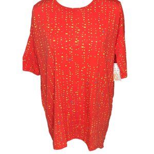 LuLaRoe RETIRED Irma Women's XS Red with Yellow Xs mid-length sleeves NWT